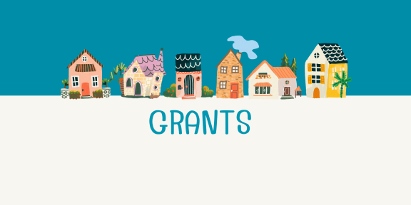 illustration showing different house types with the word grants printed on it