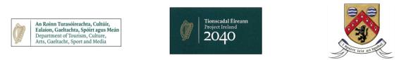 Banner image with logos of Project Ireland 2040 Department of Gaeltacht and laois county council