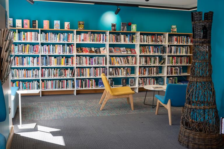 Library bookshelves