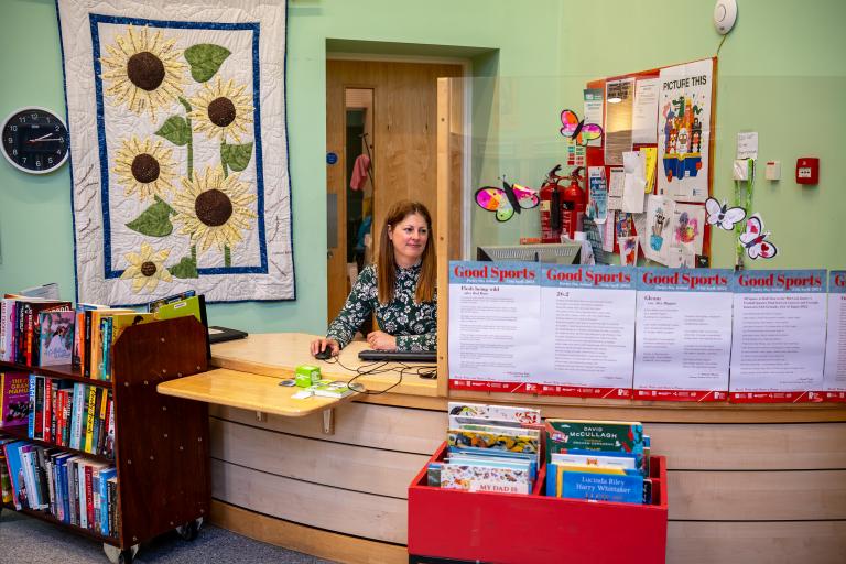 Library staff at information desk