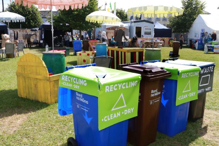 blue and brown bins for recycling