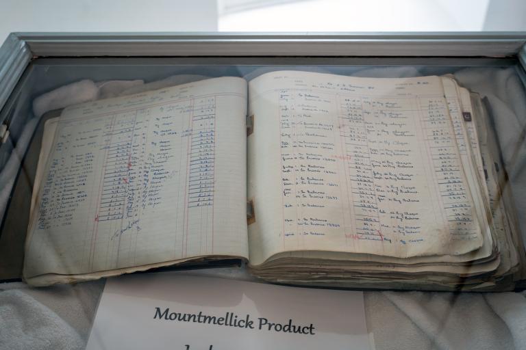 Old ledger book on display in library