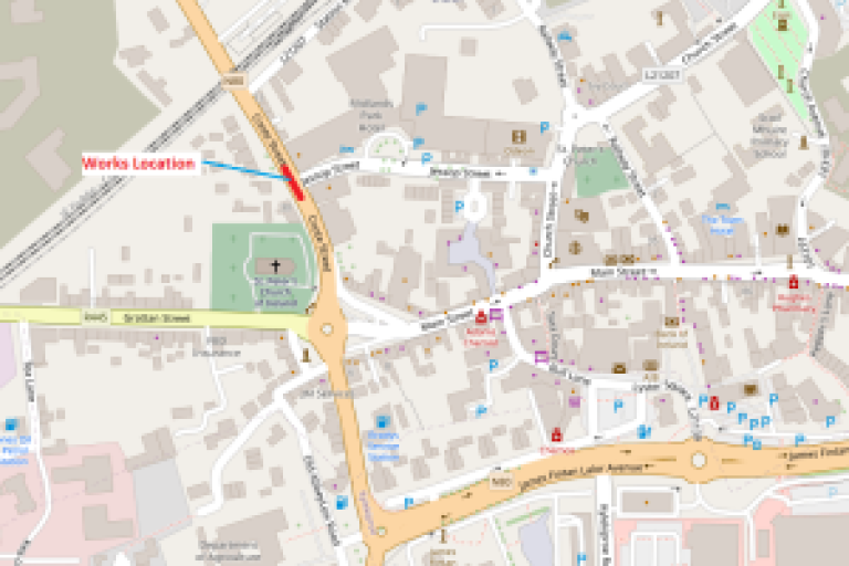 Map of road closure Coote Street N80