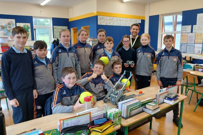 Children from Paddock National School delighted to receive their VEX IQ Robotics kit with STEM Engagement Officer Seanie Morris