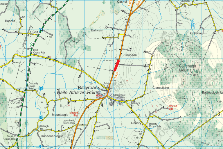 map showing marked road