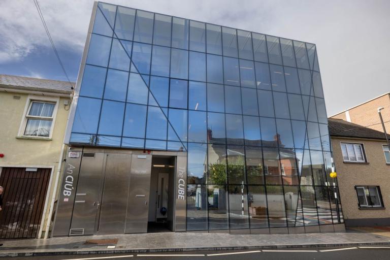 the outside facade of the cube building in Portlaoise