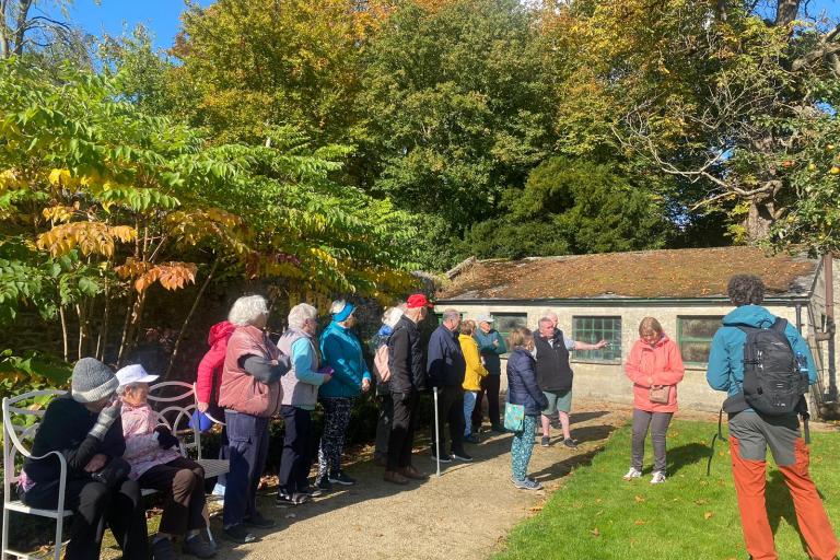 Crowd of people preparing for their walk