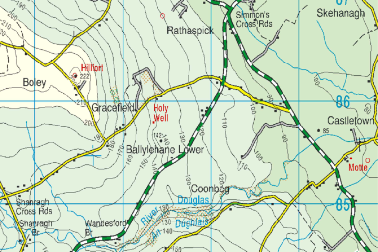 map showing marked road