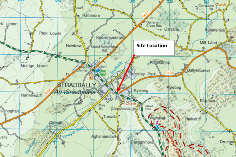 map showing marked road