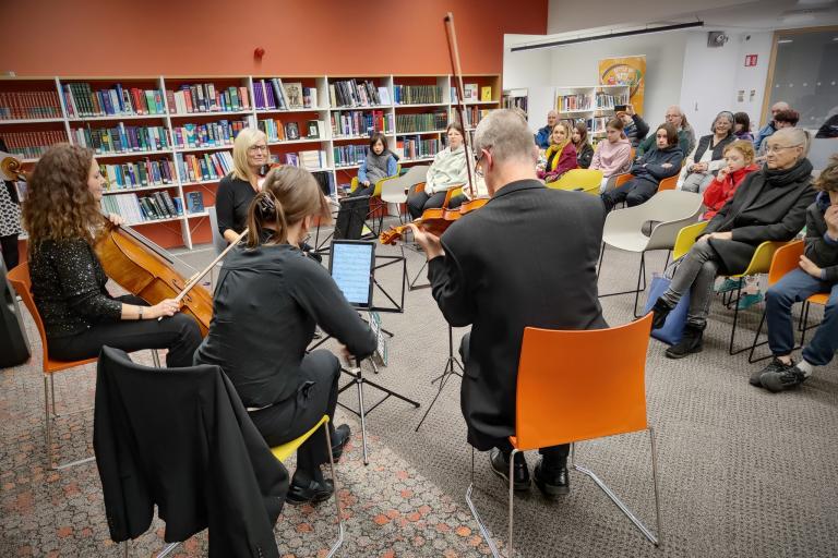 Musicians performing in front of audience