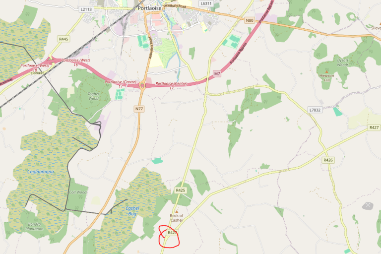 map showing marked road