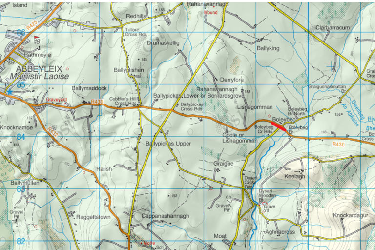 Map image  of  the Junction of R430-L7797 Boleybeg Cross, Spink, Laois