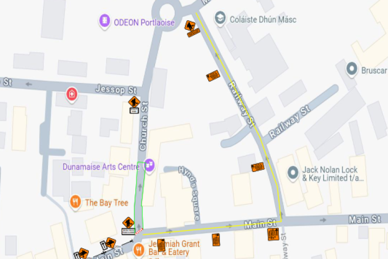 Map of centre of Portlaoise town