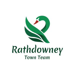 Rathdowney Town Team logo. Image incorporating a swan and the river.